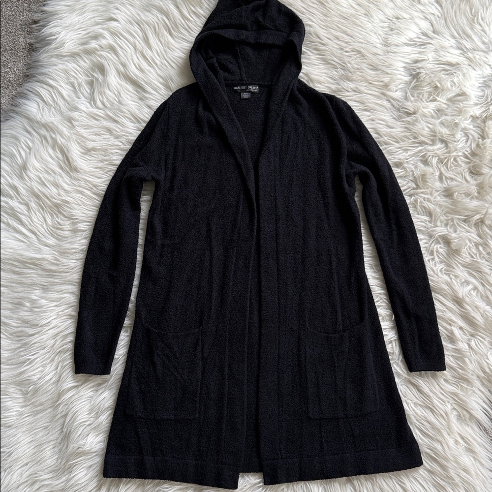 Barefoot Dreams Cozychic Lite Black Hooded Cardigan Size XS/S - Picture 5 of 11
